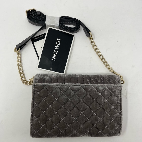 Nine West Grey Velvet Quilted Mini Cross
Body Bag NWT - Picture 3 of 4